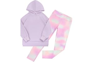 GRACE KARIN Mädchen Hoodie Leggings Set Casual Langarm Sweatershirt + Bedruckte Skinny Hose für 6-14 Jahre