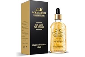 KLSYCHRY 24-karatowe złote serum do twarzy, nawilżające skórę Anti-Aging Anti-Redness Treatment Acne Treatment Essence Cream for Dark Spots & Fine Lines, Skin Care Gold Essence Nikotynamid Serum (30 ml)