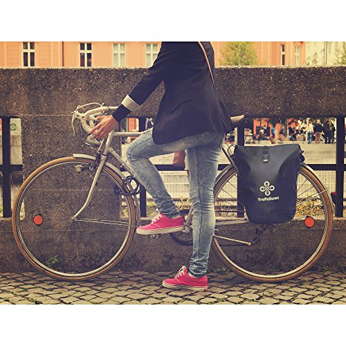 Premium-Fahrradtasche für den Gepäckträger • Große Radtasche mit abnehmbarem Schultergurt für Damen und Herren • Wasserfeste Gepäckträgertasche mit Reflektorschrift - 5
