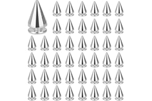 XAVSWRDE 100 pezzi Punk Borchie per Vestiti Borchie per Abbigliamento Borchie Decorative Borchie a Cono Borchie in Metallo a Punta per Decorazione del Fai Da Te(Argento)