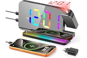 TAKRINK Sveglia Digitale da Comodino, Digitale LED Sveglia con 11 Luce Notturna RGB Dinamica, Oscuramento Automatico, 6 Luminosità 5 Livelli di Volume Funzione Snooze per Ufficio Camera da Letto