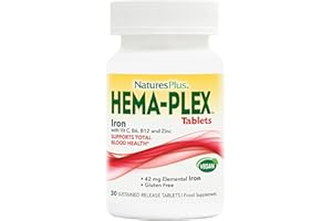 NATURE'S PLUS NaturesPlus Hema Plex - Gentle Iron Supplement with Vitamin C, Methyl B12, Folate - Blood Health, Immune Support, Energy - Vegan, Gluten Free - 30 Tablets