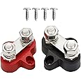 2 Pcs 12v Bus Bar, Terminal Block, Battery Terminals, Threaded Post Battery Terminal Busbars, Power Distribution Terminal Block, Busbars 12v Busbar M8 Busbar 12v Busbar (Black and Red Set)