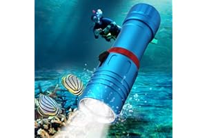MODOAO Diving Flashlight,LED 100m Underwater Dive Torch Lights for Outdoor Under Water Sports (Blue)