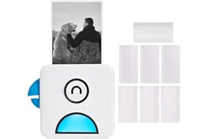 ‎BISOFICE Bisofice Poooli Fotodrucker für Smartphone, Mini Fotodrucker mit 7 Rollen Thermopapier, Mini Drucker Wireless BT zum Drucken Quittung/Etikett/Aufkleber/Memo, Kompatibel mit Android-iOS-Smartphones