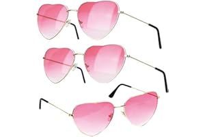 NXPUXP 3 Pack Herz Sonnenbrille,Herz Brille,Herzförmige Damen-Sonnenbrille mit Metallrahmen,Retro Partybrille für Kostüme(Nicht UV-Schutz-V2)