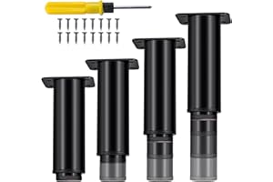 Jiaxitek 10-18 cm Metal Adjustable Furniture Legs,4Pcs Adjustable Height Heavy Duty Bed Center Frame Support Leg,Legs for Kitchen Cabinet/Dresser/TV Stand/Sofa/Chair/Bed/Coffee Table