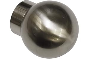 Gardinia Bottoni terminali per aste per Tende, 2 x Cappuccio terminale a Sfera, Metallo, Aspetto Acciaio Inox, Ø 25 mm