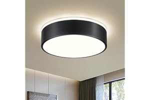 ‎VIKAEY Vikaey LED Deckenleuchte Schwarz, 24W Deckenlampe Schlafzimmer Rund Ø30cm, Moderne LED Lampe Decken 4000K Neutralweiß für Wohnzimmer, Küchen, Badezimmer, Esszimmer, Kinderzimmer, Flur