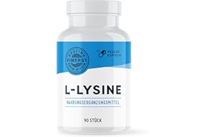 ‎VIMERGY Vimergy L-Lysine 500 mg Kapseln, 90 Einnahmen – L-Lysin Aminosäuren Kapseln – Vegane Kapsel ohne Gelstoffe – Gentechnik- und Glutenfrei, keine Gelatine, Koscher (90 Stück)