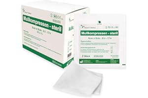 ‎HANSAGT MEDICAL Kompressen Sterile 5x5cm 50 Stück Wundkompressen STERIL 8 Lagen Wundauflage Verbandsmaterial Mullkompressen Wundgaze Kompresse zur Wundversorgung Blutabsorbtion und Sekretaufnahme