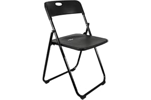 META FURNITURE Meta Exam Portable Folding Chair- Computer,Study, Home, Office Foldable Chair Set with Collapsible Metal Legs & Plastic Seat (1, Black)