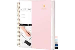 CAGIE Meeting Notebook for Work with Action Items A4 Hardcover Spiral Meeting Notebook for Work Professional Work Planner for Women Men, 8.5 X 11 Inch, Pink
