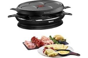 Tefal Appareil à raclette avec plaque crêp'party, 1050 W, Revêtement antiadhésif Powerglide, Indicateur Thermo-Spot, Rangements intégrés, Bouton marche/arrêt, Store'inn noir RE320812