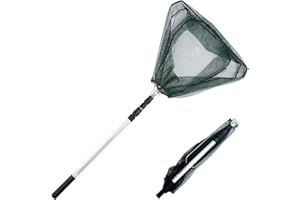 ‎KADRYXON Kadryxon Kescher Angeln 150cm Teleskop-angelkescher mit Griff Faltbarer Leicht zu tragen käscher Outdoor Angelzubehör Langlebiges Nylongeflecht Kescher teich für Erwachsene und Kinder ﻿