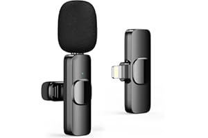 HZBWCO Microfono Lavalier Wireless per iPhone, 2.4GHz Plug Play Microphone, Mini Clip On Mic per TikTok Youtube Podcast Facebook Vlogging Registrazione Video - 1 Mic
