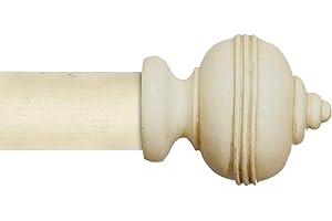 Kestral Verona 50mm Wooden Curtain Poles Fixed Length Curtain Poles Beautiful Finials Curtain Pole Cream, Classic 150 cm