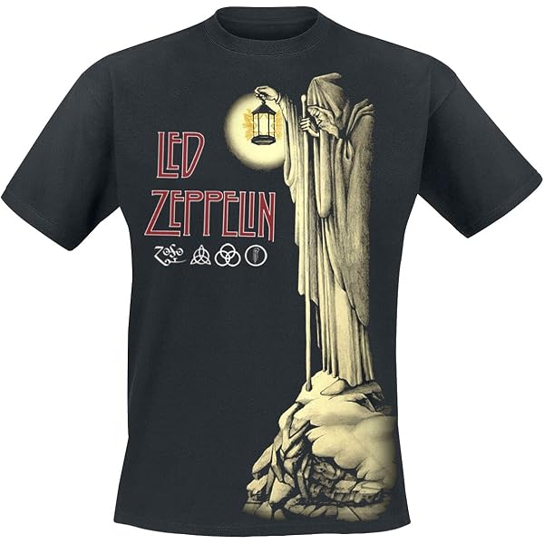 Led Zeppelin LZII Searchlights Men T-Shirt Black S, 100% Cotton