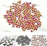 45 Colours 5 Sizes, EIMASS® 7767 DMC Hot Fix Glass Rhinestones, Flat back Gems, Diamante with Glue Backing, Pack of 1440 Crystals