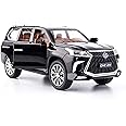 Mr.variya Exclusive Alloy Metal Pull Back Die-cast Car 1:24 Big Lexus LX570 Diecast Metal Pullback Toy car with Openable Doors, Light Music Boys Gifts Toys for Kids (1:24 LX570 - Black)