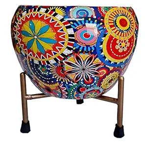 Pottery Studio, Designer Multicolor Flower Pot with Stand, for Your Home Garden // Balcony Garden // Home Dcor // Office // Hotel // Bar // Office (6 inch )