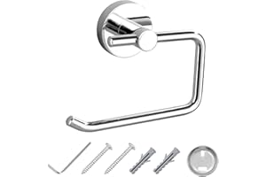 JASSFERRY C Round Wall Mounted Toilet Roll Holder Chrome Loo Paper Holders Bath Towel Storage Mount Stand for Bathroom