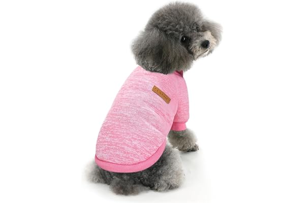 Lulala Dog Classic Knitwear Sweater, Fleece Coat only for Small Dog & Puppies, Warm Pet Dog Cat Clothes, Soft Puppy Customs (Light Pink-8 Inch)