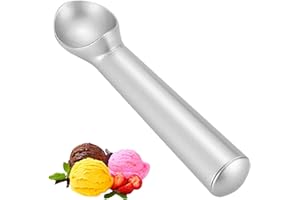 KWQINX Ice Cream Scoop, Non Stick Antifreeze Integrated Aluminum Scoop, Heavy-Duty and Durable Design, Durable and Easy to Clean, Suitable for ice Cream, Mashed Potatoes, Rice-Meat Dumplings (Silver)