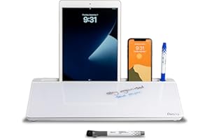 PENPAL STAY ORGANISED. SAVE PAPER. PPenPal Desktop Dry Erase Whiteboard & Desk Organiser - Storage Compartment, Phone, Tablet & Pen Holder - Complete Desk Accessory for Home, Office, School - Arctic White ( 40cm )