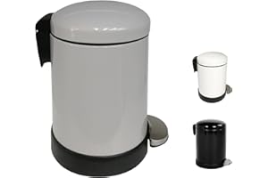 FurnitureXtra™ Classic Style Powder Coated Soft Close Pedal Bin, Plastic Inner bucket, Metal Lid, 3L (Grey)