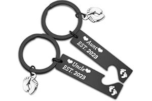 ENSIANTH New Aunt Uncle 2023 Gifts Keychain Set Auntie to be Gifts Uncle Announcement Gifts Aunt Uncle EST 2023