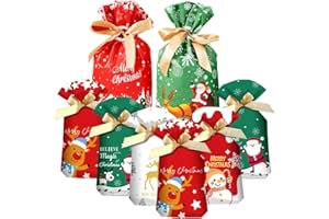 LZRINUE 34 sacchetti regalo natalizi in varie dimensioni, sacchetti natalizi con coulisse per compleanni e feste di Natale