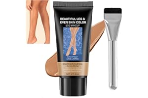 CROWNLITE Leg Makeup Lotion with Brush, Airbrush Legs, Waterproof No Transfer, Colour Corrector Concealer for Mature Skin，Cover up Makeup for Body Veins Tattoo Scars, Lightweight Body Foundation（03Bronze）