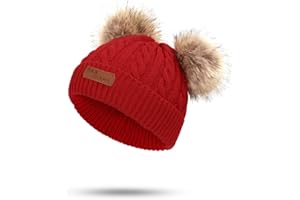 Balakaka Gorro Guantes Bufanda Set Invierno, 3 in 1 Bonito Cálido Gorro de Punto con Pompón Cómodo Suave Bufanda con Forro de Felpa, Sombrero de Invierno para Bebé Niños Niñas 2-8 años