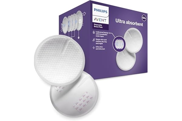 Philips Avent SCF254/61 - Discos absorbentes de lactancia desechables, pack de 60 discos absorbentes para usar de día o de noche, Blanco
