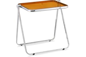 KAIHAOWIN Folding TV Tray Table Clear Acrylic Foldable Table No Assembly Required Tiny Desk for Home Office Side Table Small Computer Desk for Small Spaces-Tawny