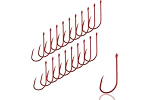 AMZfishing 20 ganci per vermi rossi affilati al laser in 10 misure, ganci per anguilla, ganci per verme e vermi