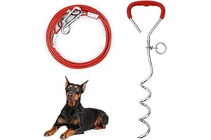 Aomig Cane Picchetto a Spirale, Picchetto a Vite per Cani, Ancoraggio a Terra per Cani con Guinzaglio, 3M/9.84FT, Cane da Picchetto per Impieghi Gravosi, Cane da Spirale in Metallo per Campeggio