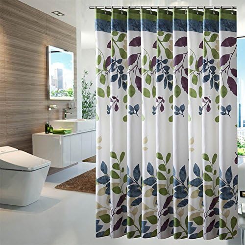 MEILI Shower curtain waterproof shower curtain fabric mildew bathroom partition leaves toilet