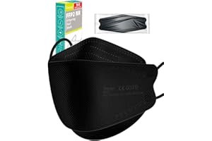 Tayogo FFP2 Maske 50 Stück Mundschutz 5-Lagig Einwegmasken Atemschutzmaske Staubschutzmasken Gesichtsmaske Masken Einzeln Verpackt EU (50 black-fish)