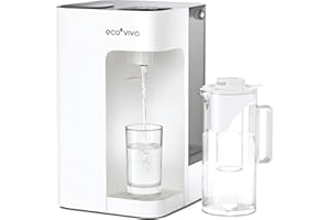 Ecoviva MATE 3 Auftisch Osmoseanlage Trinkwasser Umkehrosmoseanlage Wasserfilter, Automatischer Wasserfluss, 8-Stufige Filtration, 3:1 Sparverhältnis, TDS Monitor Wasserspender, Weiß