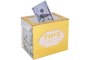Prounion Acrylic Tips Jar for Money, Tip Box for Bartender Bars Money Container Musicians Restaurants Driver, Acrylic Collection Donation Raffle Cash Tips Jar Box for Money Storage