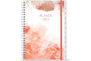 GETVOW Terminplaner 2025 - Januar 2025 bis Dezember 2025, Kalender 2025 bis 30 Minuten-Intervalle, A5 Wochenplaner mit Monatsregistern, einfache Organisation des täglichen Lebens, 14,8×21cm, Rose