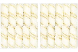 HARDY WORKING TOOLS 20x unidades Recambio Rodillo 10cm, Pelo 12mm, Diámetro 15mm,unidades Recambio Rodillo, Rodillo de color, rodillo lacar, amarillo-blanco