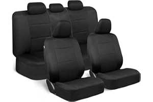 BDK PolyPro Seat Covers Full Set in Solid Black – Front and Rear Split Bench Covers, Easy to Install for Auto Trucks Van SUV Car