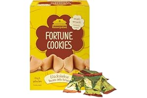 ‎KAISERPALAST Kaiserpalast Glückskekse, knuspriges Süßgebäck als Snack oder Geschenk, einzeln verpackt in roter Folie, mit deutschem und englischem Spruch, vegan, halal, 12 Stück à 6 g (1 x 72 g)