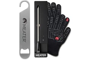 MEATER Paquete SE: termómetro inalámbrico inteligente para carne para cocinar todos los días con guantes resistentes al calor y abridor de cuchillas de barra, rango Bluetooth para horno, estufa