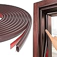 Window Weather Stripping Door Seal Strip 19.7feets, D Shape Door Weather Stripping, Self-Adhesive Rubber Seal Strip for Weatherstripping Soundproofing Door Frame Insulation with Large Gap (Brown)
