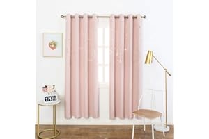 MANGATA CASA Kids Star Verdunkelungsvorhänge mit Ösen, Thermovorhang für Schlafzimmer, mit Aussparungen, Verdunkelungsvorhänge für Kinderzimmer, Wohnzimmer (rosa 132.1 x 213.4 cm)
