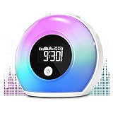 Uplayteck Wake-Up Light Alarm Clocks - Kids Night Light Alarm Clocks with Bluetooth Speaker, 8 Colorful Lights, 4 Brightness Levels, Snooze Function, Bedside Alarm Clock for Adults Kids Teens Bedrooms